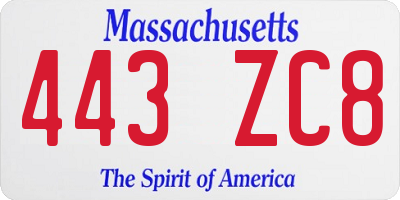 MA license plate 443ZC8