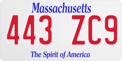 MA license plate 443ZC9