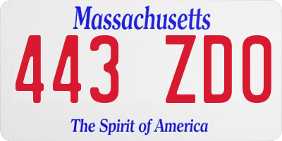 MA license plate 443ZD0