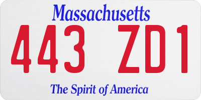MA license plate 443ZD1