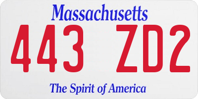 MA license plate 443ZD2