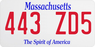 MA license plate 443ZD5