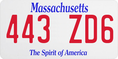 MA license plate 443ZD6