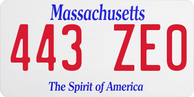 MA license plate 443ZE0