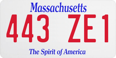 MA license plate 443ZE1