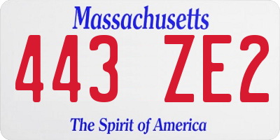 MA license plate 443ZE2
