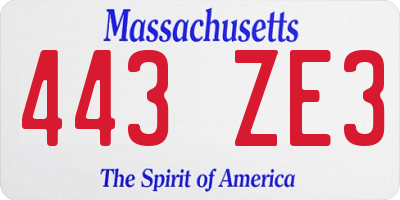 MA license plate 443ZE3
