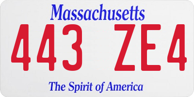 MA license plate 443ZE4