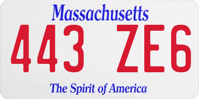 MA license plate 443ZE6