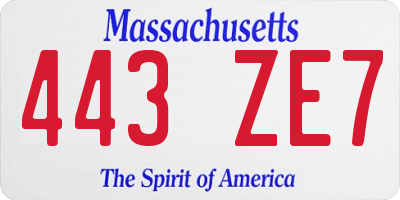 MA license plate 443ZE7