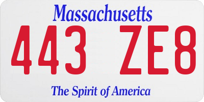 MA license plate 443ZE8