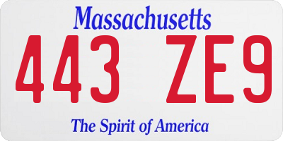 MA license plate 443ZE9