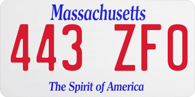 MA license plate 443ZF0