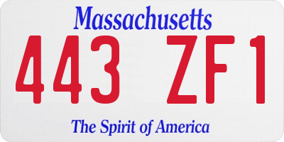 MA license plate 443ZF1