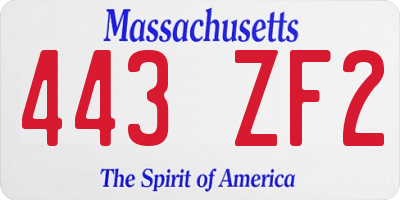 MA license plate 443ZF2