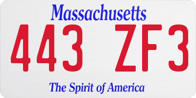 MA license plate 443ZF3