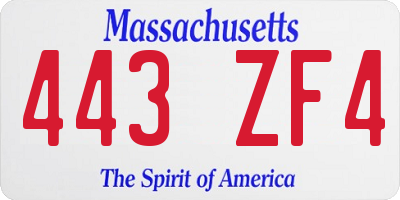 MA license plate 443ZF4