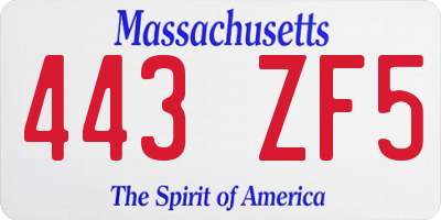 MA license plate 443ZF5
