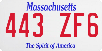MA license plate 443ZF6