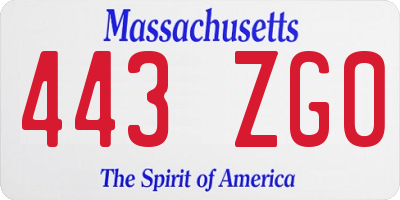 MA license plate 443ZG0