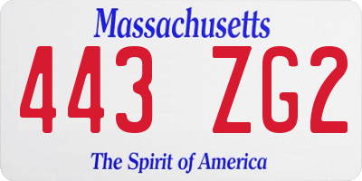 MA license plate 443ZG2