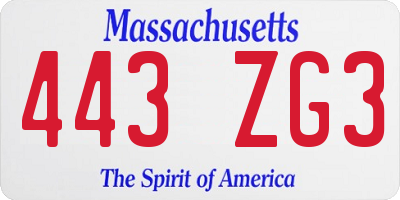 MA license plate 443ZG3