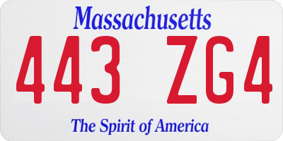 MA license plate 443ZG4