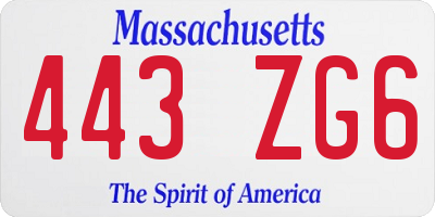 MA license plate 443ZG6