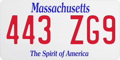 MA license plate 443ZG9