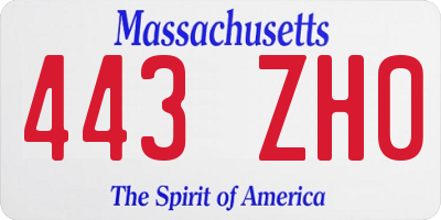 MA license plate 443ZH0