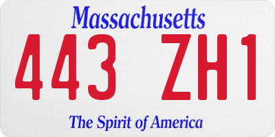 MA license plate 443ZH1