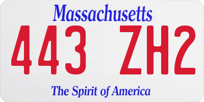 MA license plate 443ZH2