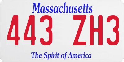 MA license plate 443ZH3