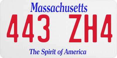 MA license plate 443ZH4