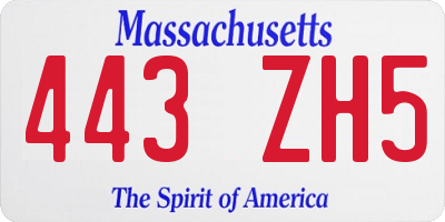 MA license plate 443ZH5
