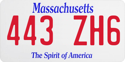 MA license plate 443ZH6