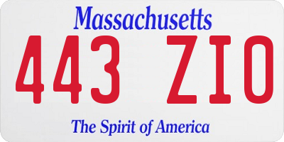 MA license plate 443ZI0