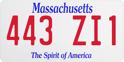 MA license plate 443ZI1