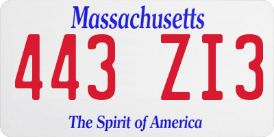MA license plate 443ZI3