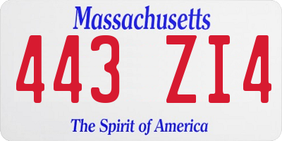 MA license plate 443ZI4