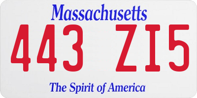 MA license plate 443ZI5