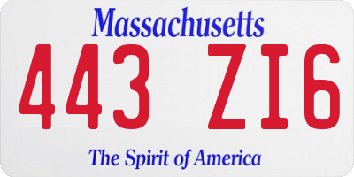 MA license plate 443ZI6