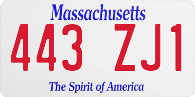 MA license plate 443ZJ1