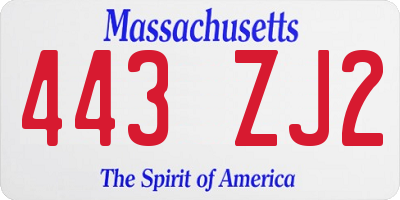 MA license plate 443ZJ2
