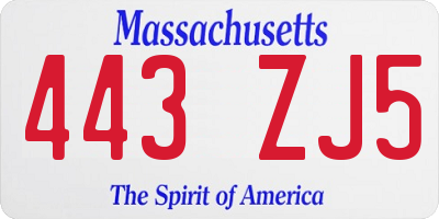 MA license plate 443ZJ5