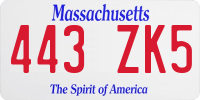 MA license plate 443ZK5