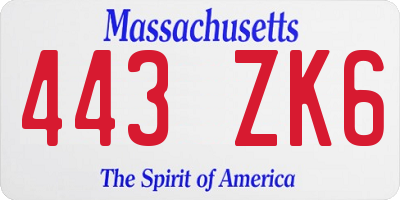 MA license plate 443ZK6