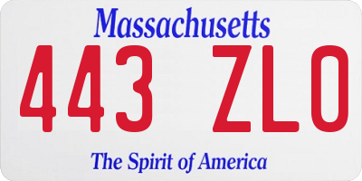 MA license plate 443ZL0