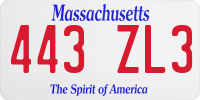 MA license plate 443ZL3
