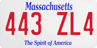 MA license plate 443ZL4
